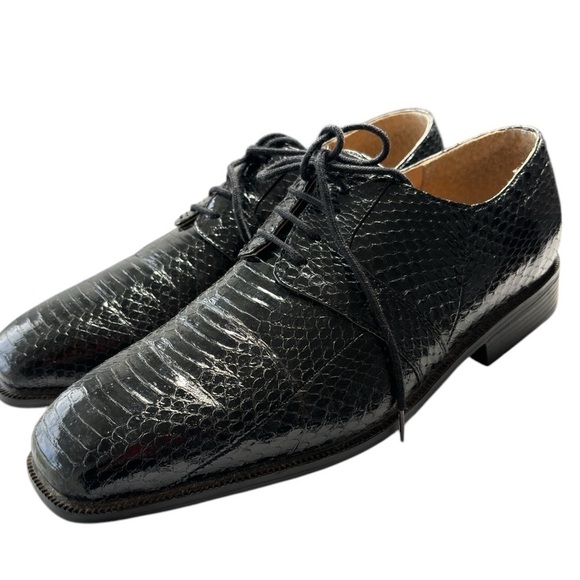 Giorgio Brutini Genuine Snakeskin Black Derby Dress Shoes Mens Size 11.5 Classic - Picture 1 of 16